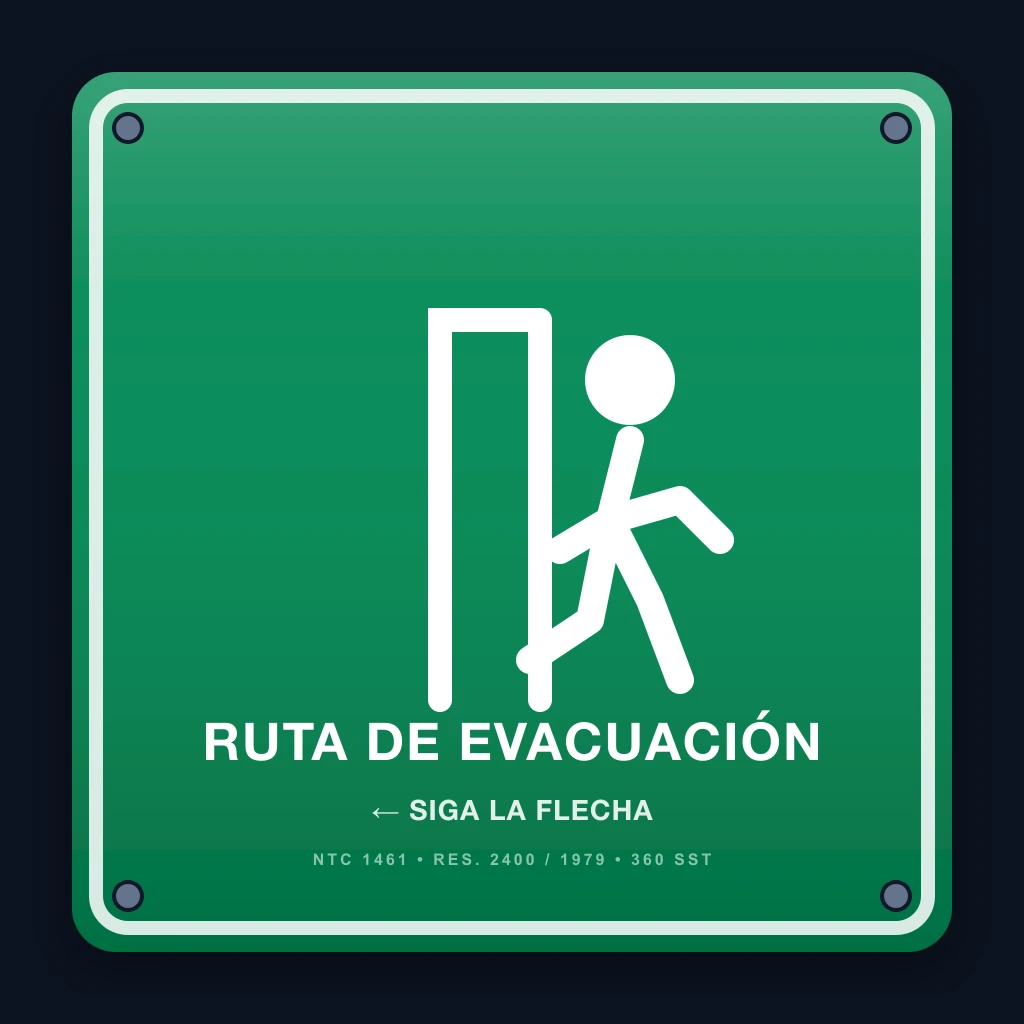 Señal ruta de evacuación muñeco flecha izquierda