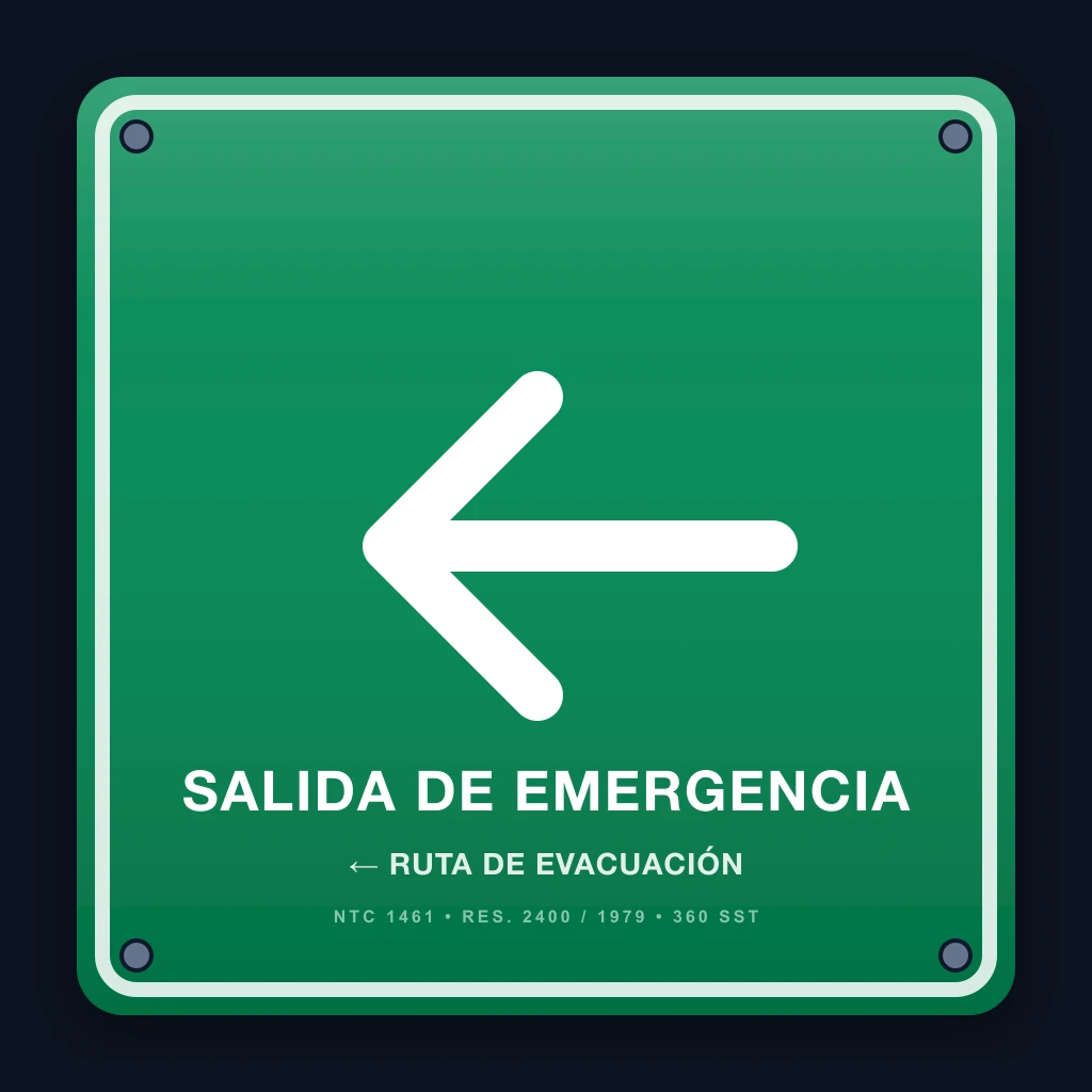 Señal salida de emergencia fecha izquierda