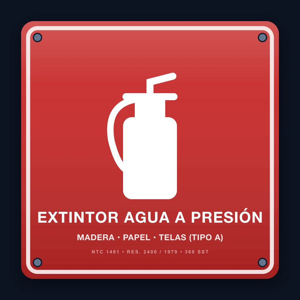 Señal Extintor A Agua a presión 20x25